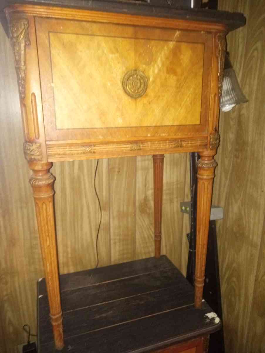 Set of antique wooden end tables with drawer