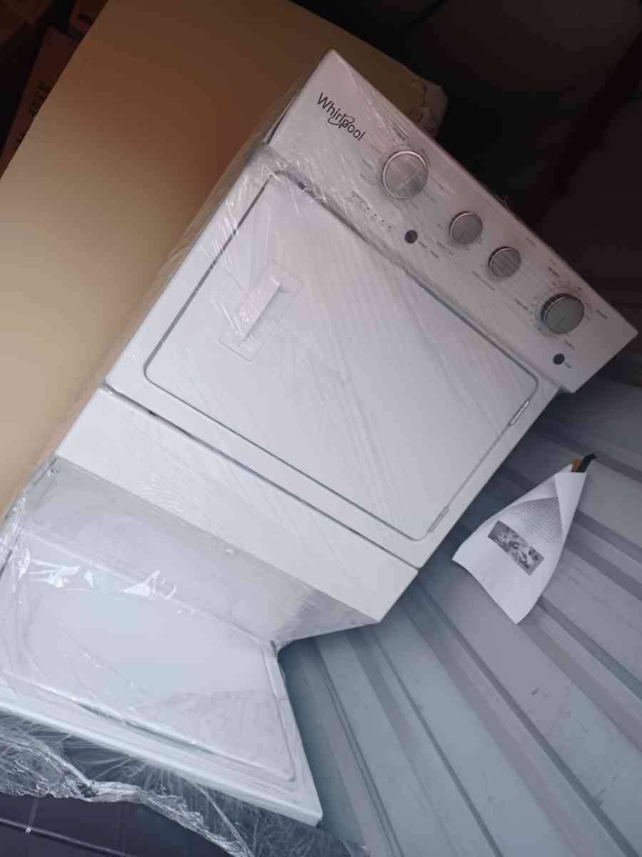 fridge washer dryer combo and fire place TV stand