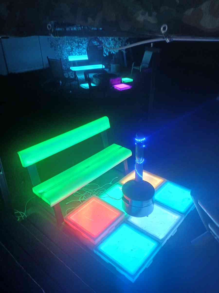 LED light up benches floor placements and chandelier