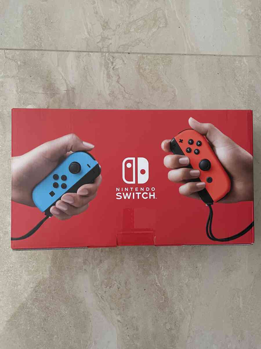 Nintendo switch with Neon blue and Neon red Joycon