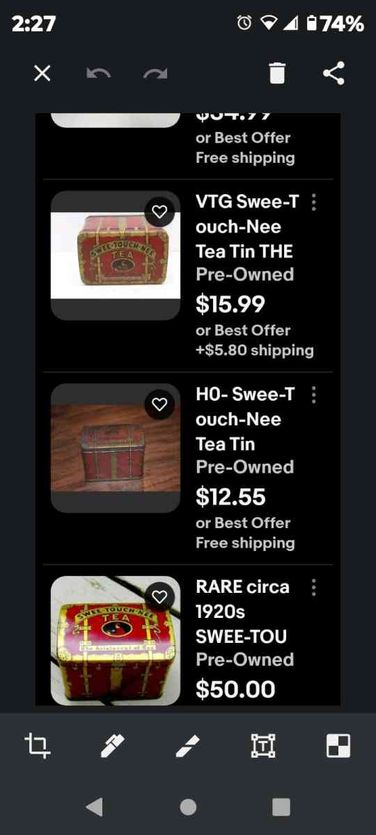 vintage tea tin used but clean readable