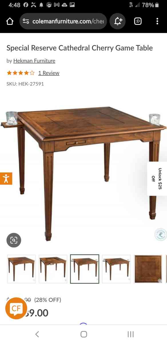 Cathedral Cherry Hekman Game Table