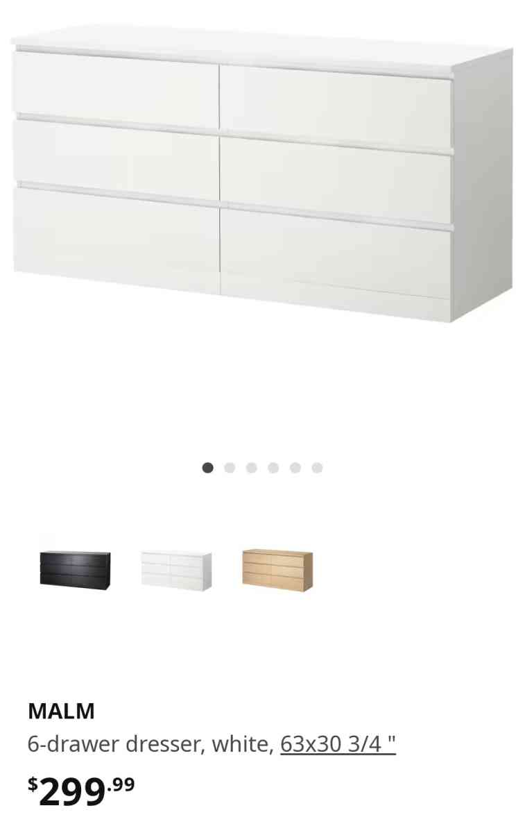 Dresser White 6 drawers