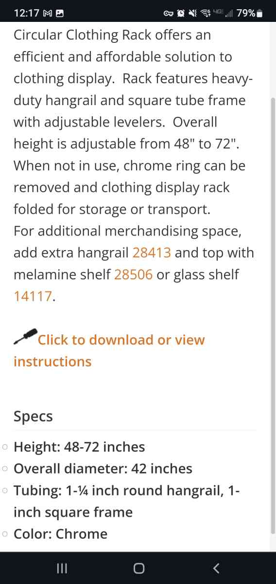 42 Inch Circle Clothing Rack  Brand New In Box