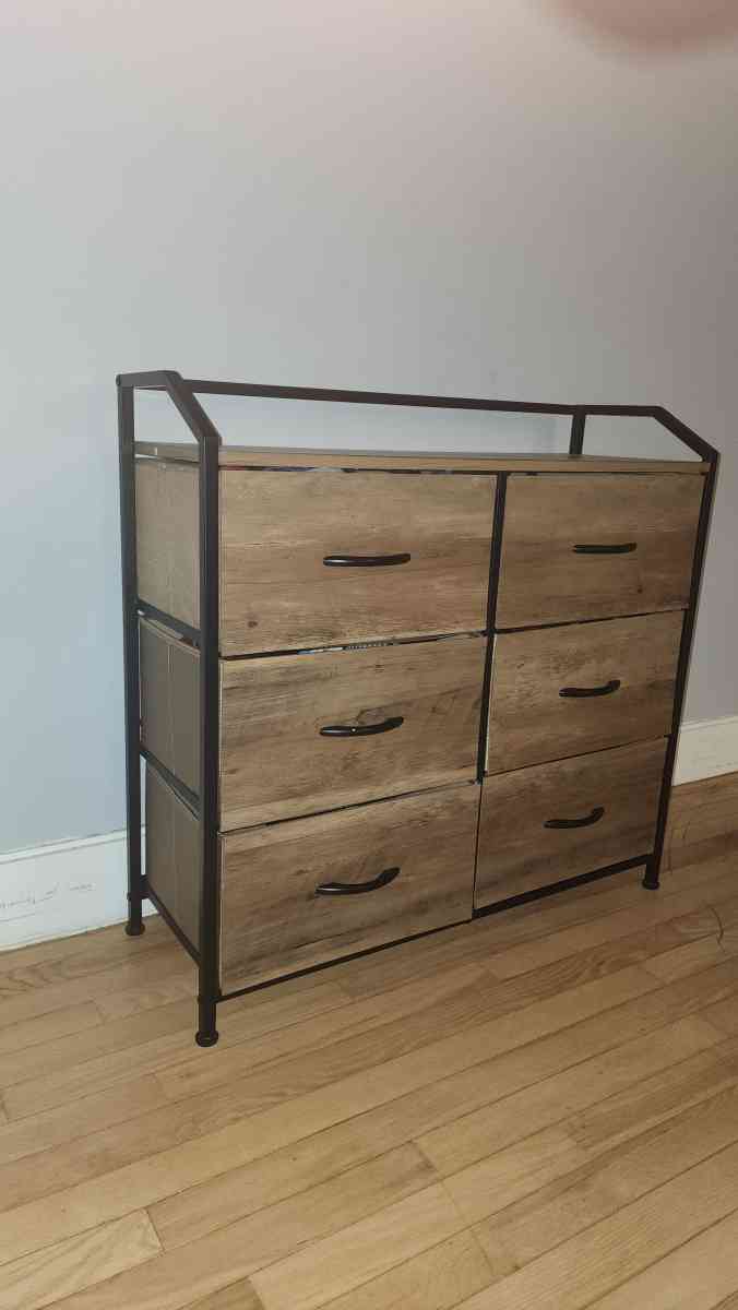 Bamboo Wood Antique Metal 6 Drawer Dresser