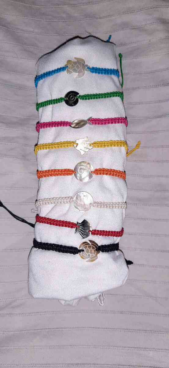 Woven Friendship Bracelets with Etched Shells