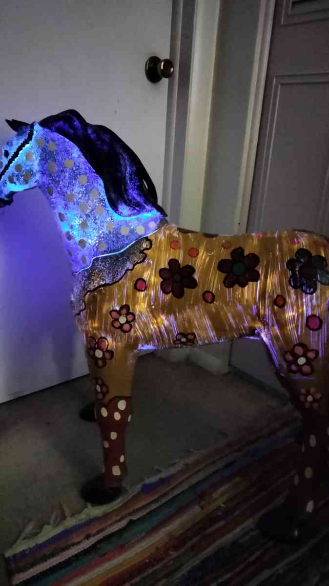 childrens light up hand painted horse can sit on