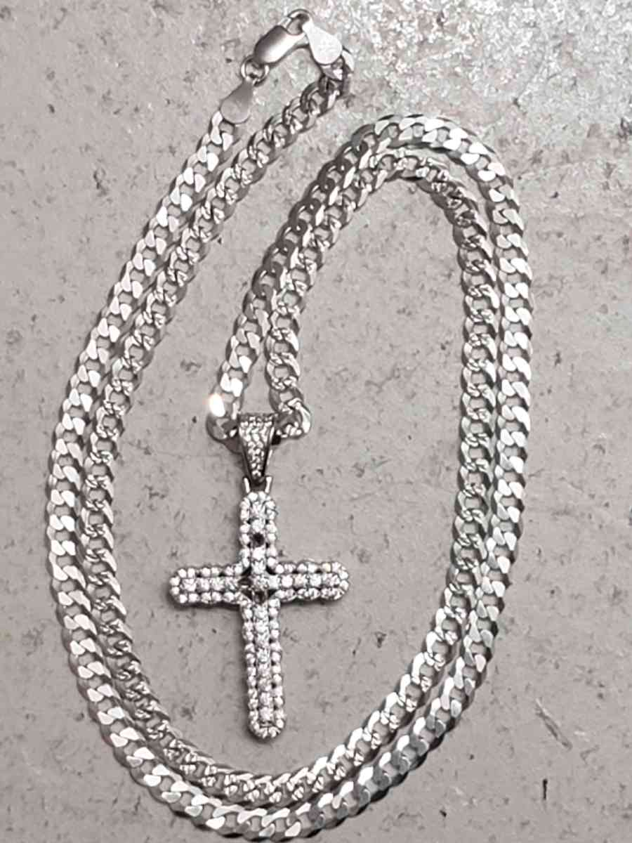 26 inch Sterling Silver Chain with Cross Charm