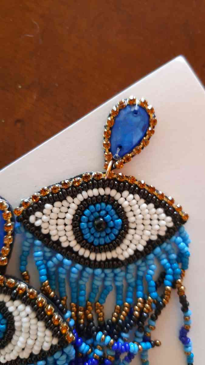 Evil Eye Seed Bead Earrings