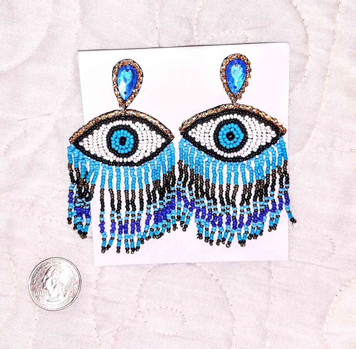 Evil Eye Seed Bead Earrings