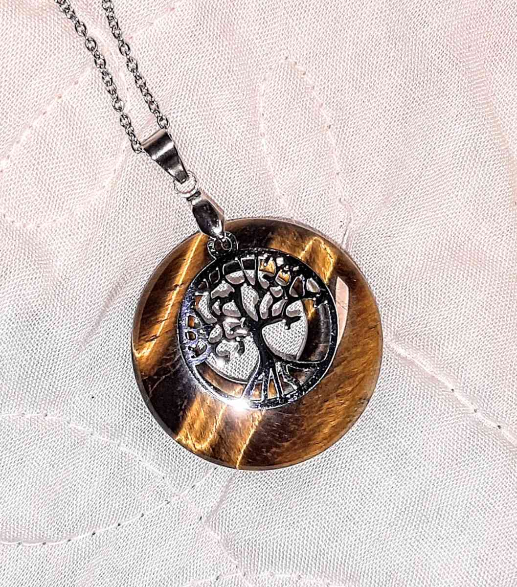 Natural Tiger Eye Tree Of Life Necklace