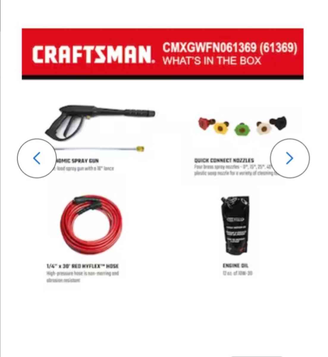 CRAFTSMAN 3400 PSI 24Gallons Cold Water Gas Pressure Washer