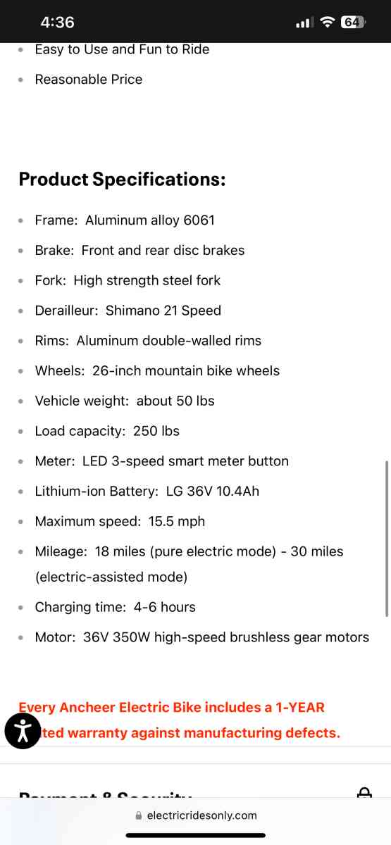 Ancheer Electric bike