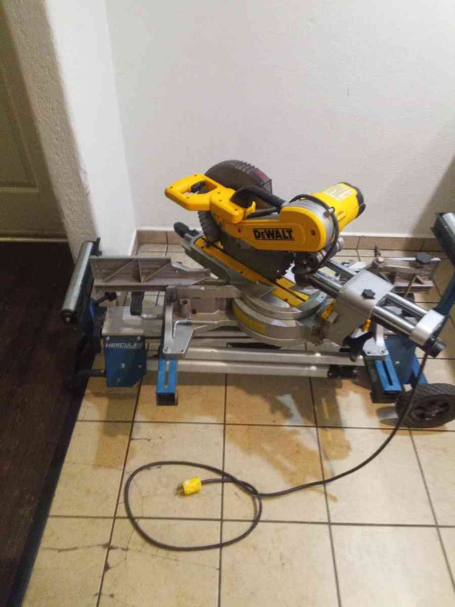 a DeWalt miter saw with table