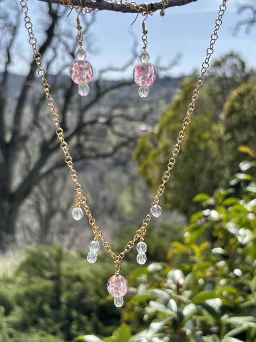 handmade necklace and earring set