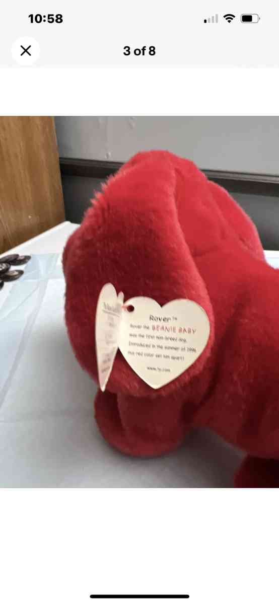 Ty Rover the red dog beanie buddy  error left ear backwards