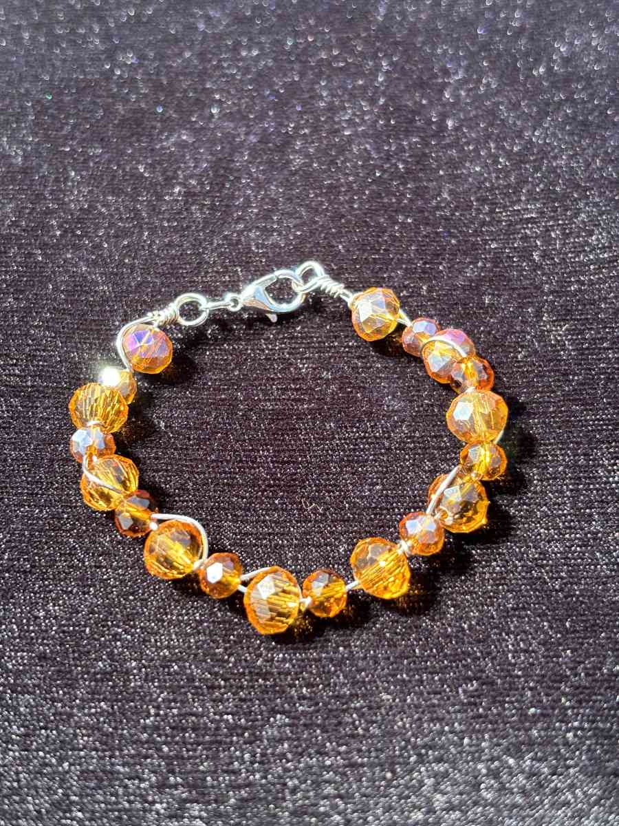 Handmade wire wrapped glass beaded bracelet
