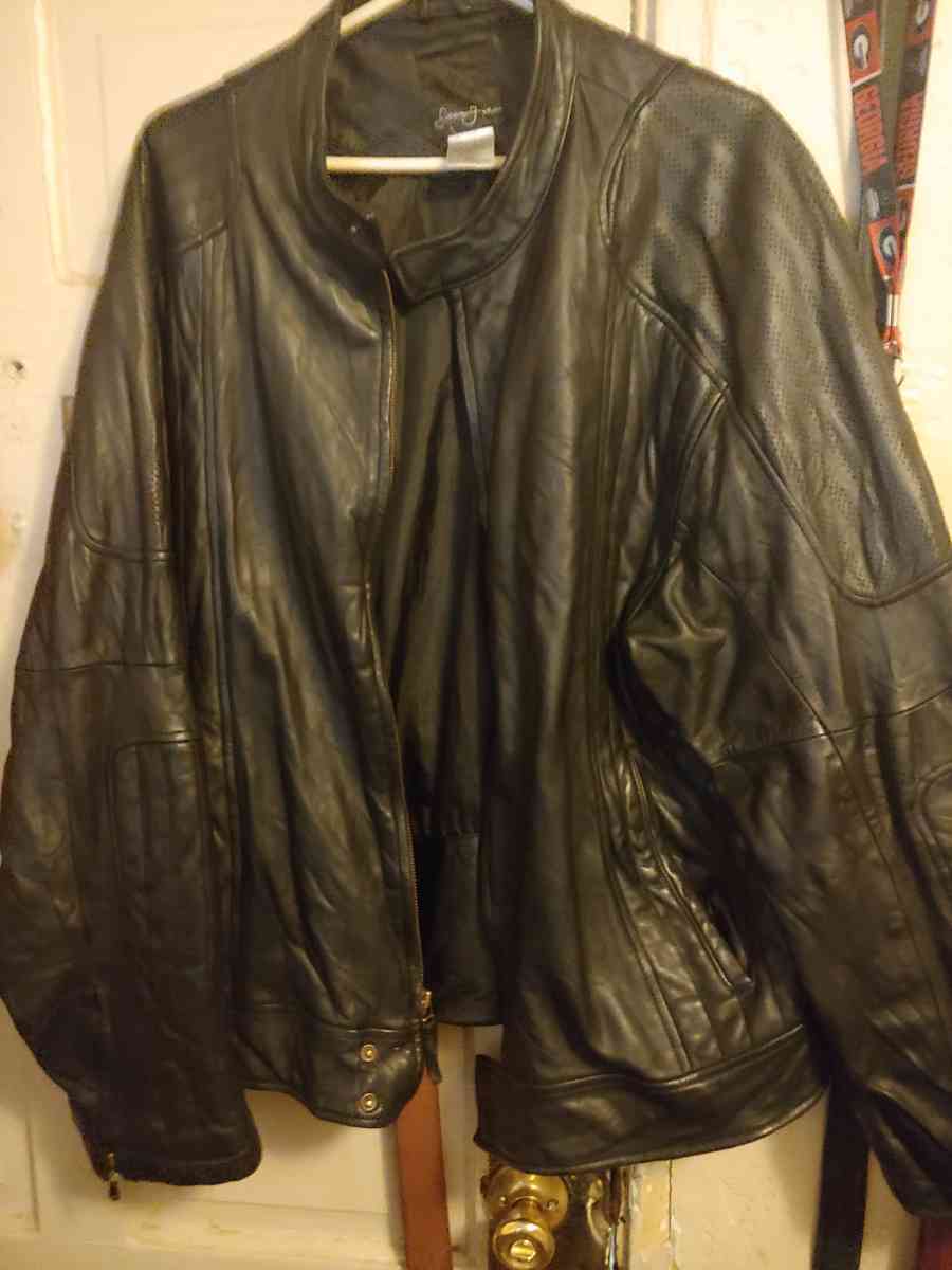 black leather motorcycle jacket