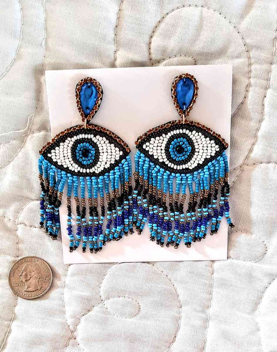 Evil Eye Seed Bead Earrings