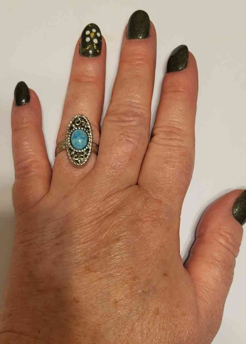 silver ring blue stone