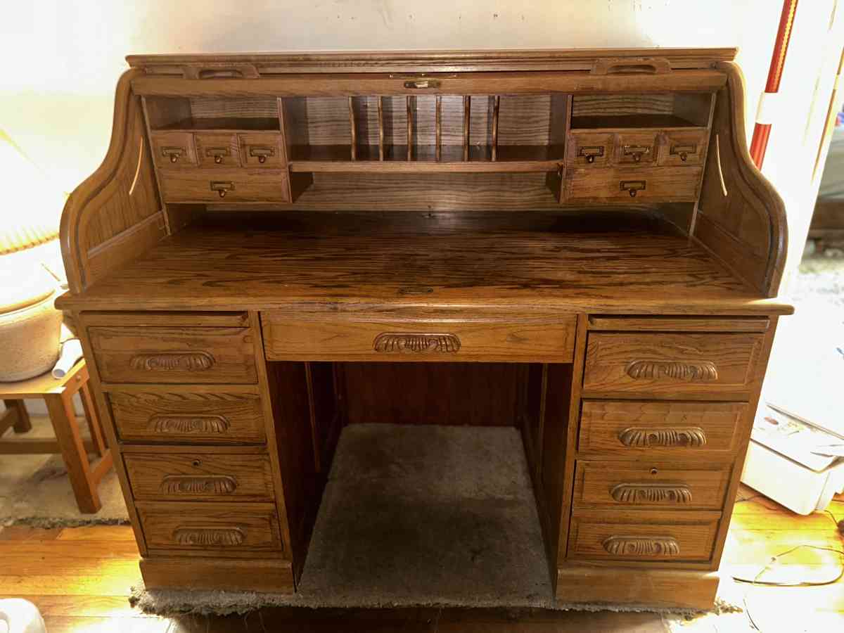 Vintage RollTop Desk with Chair