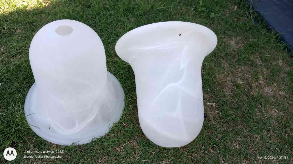 large Milky White swirl glass light dome