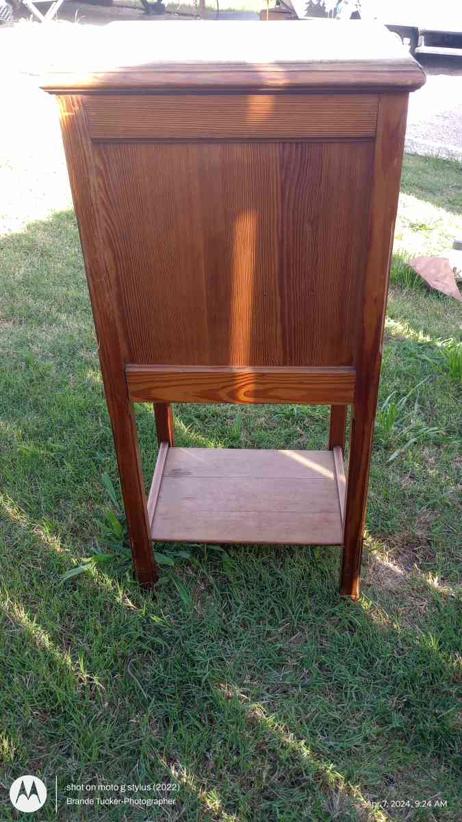 Antique small cut and wash kitchen table with marble slab