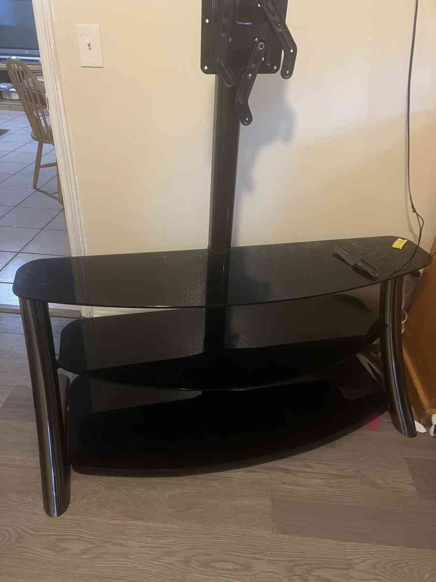 tv stand with glass shelves