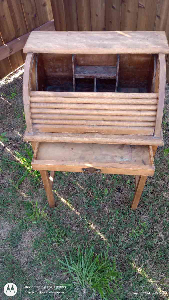 Antique roll up door childs school desk
