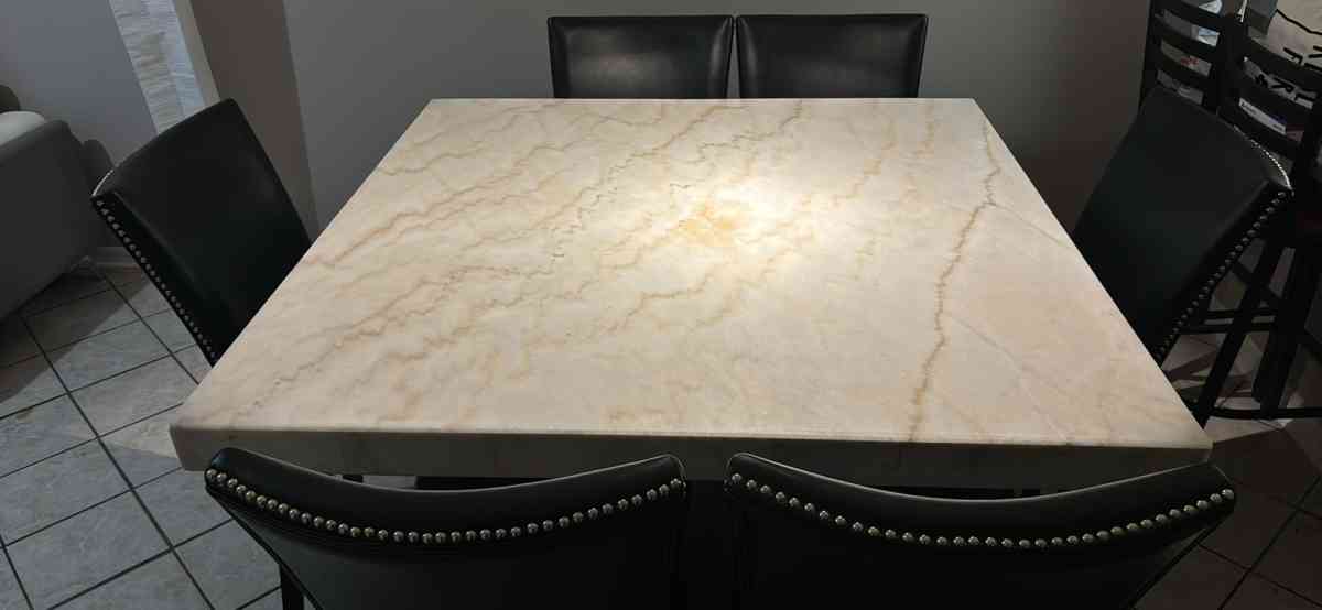 marble table with chairs