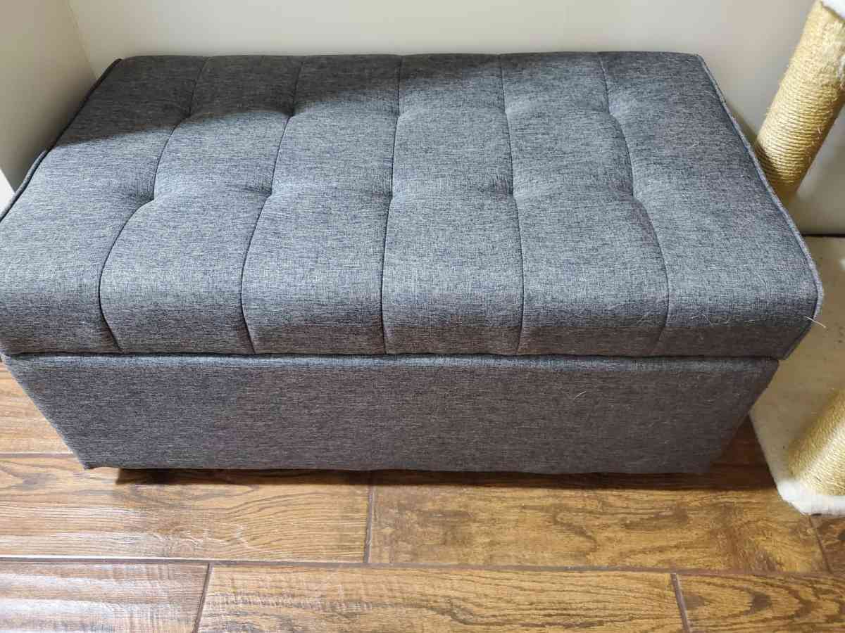small sofa with rectangular storage ottoman