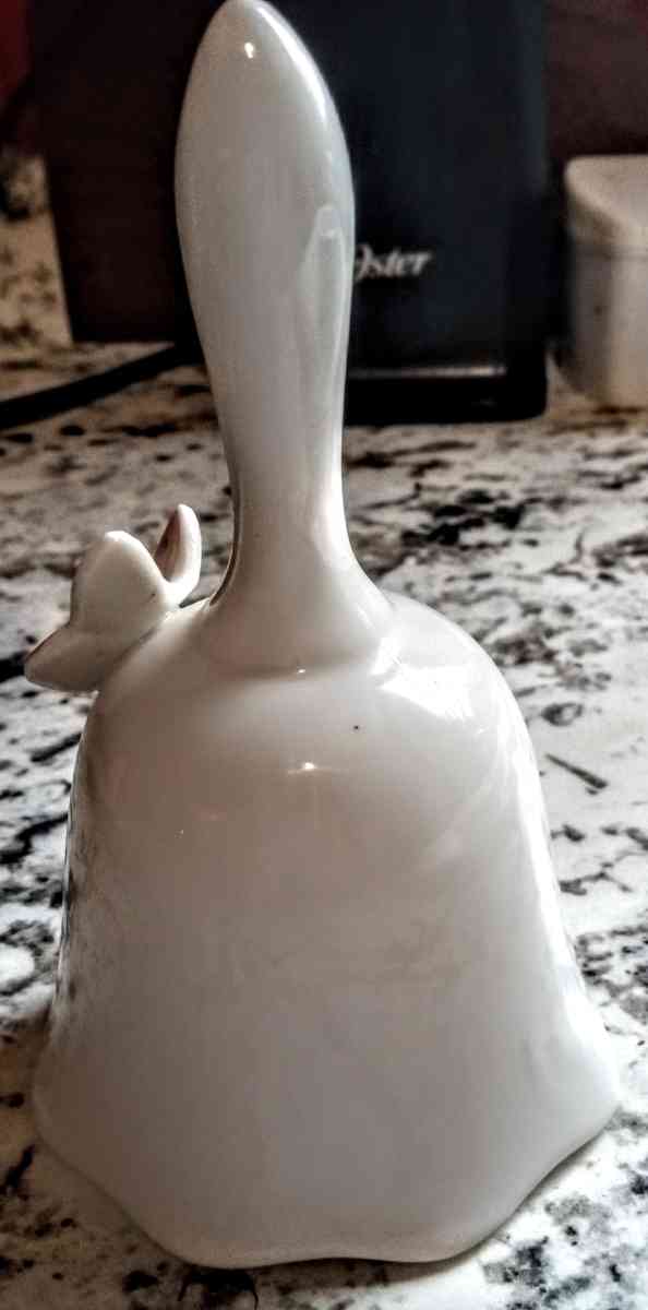 White Porcelain Pink Butterfly Bell