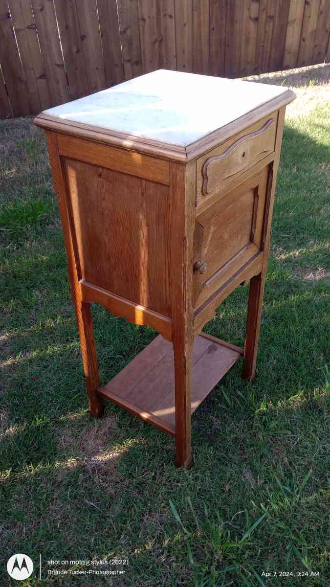 Antique small cut and wash kitchen table with marble slab