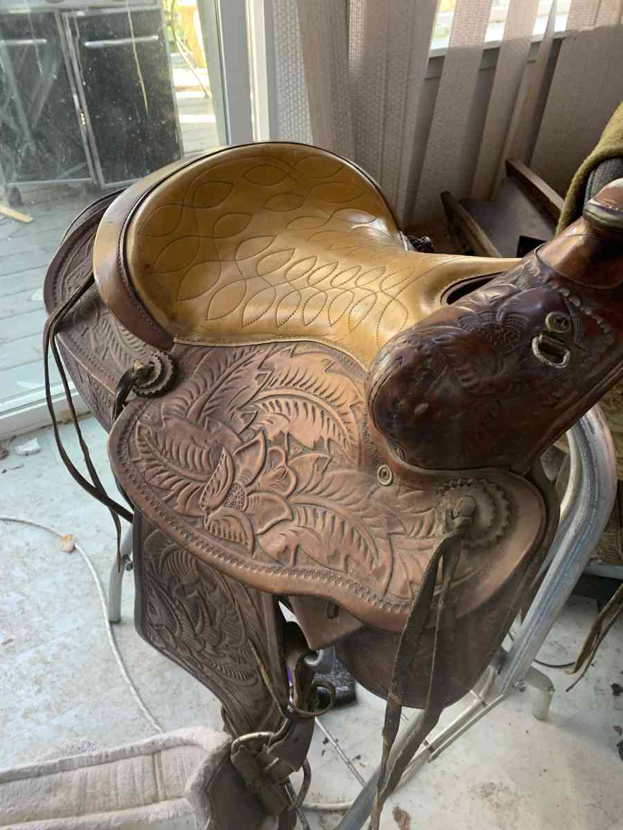 horse saddle and stand