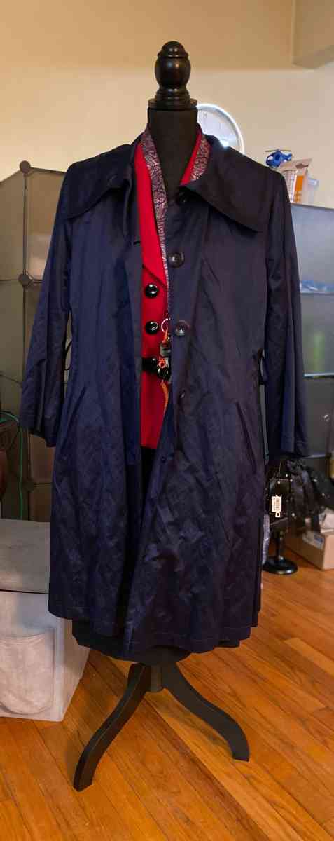 Dkny Womens Navy Button Up Coat SZ XL