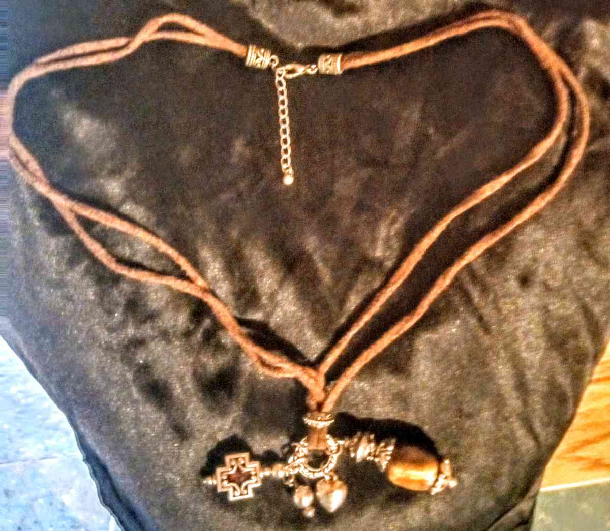 2 Brown Leather Strand with 4 Pendants