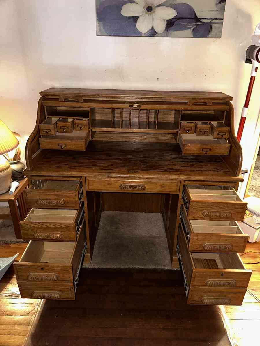 Vintage RollTop Desk with Chair