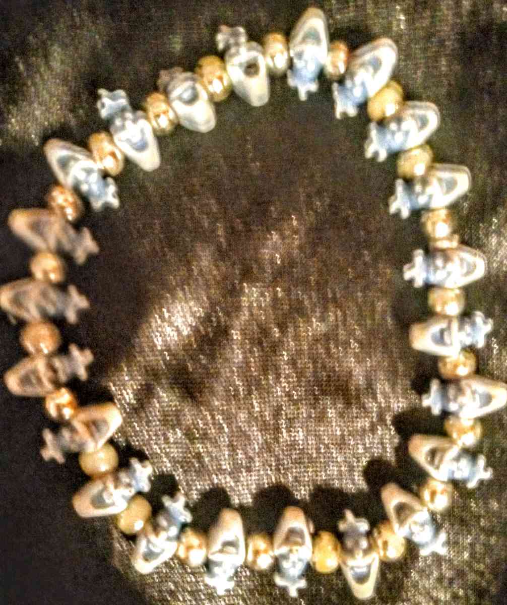 Blue and White Clown Face Beaded Bracelet