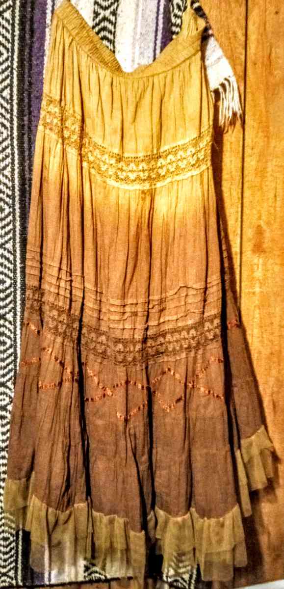 Yellow and Brown Boho Skirt
