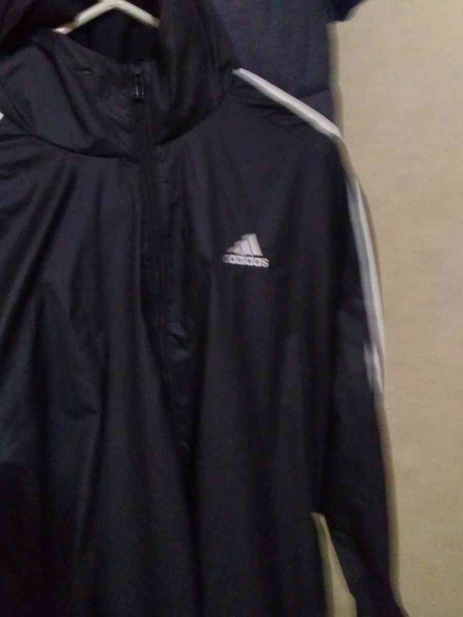 mens Adidas hoodie rain jacket large