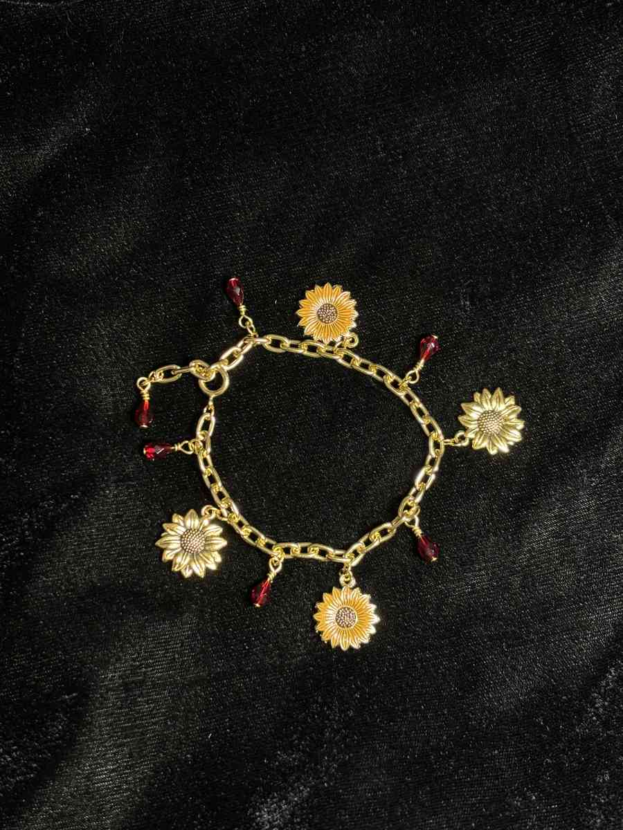 Summer wine and sunflowers charm bracelet
