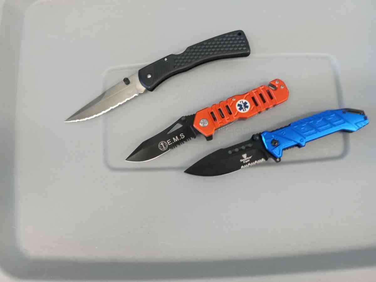 3 knives for campy and first aid new extra 1 mini