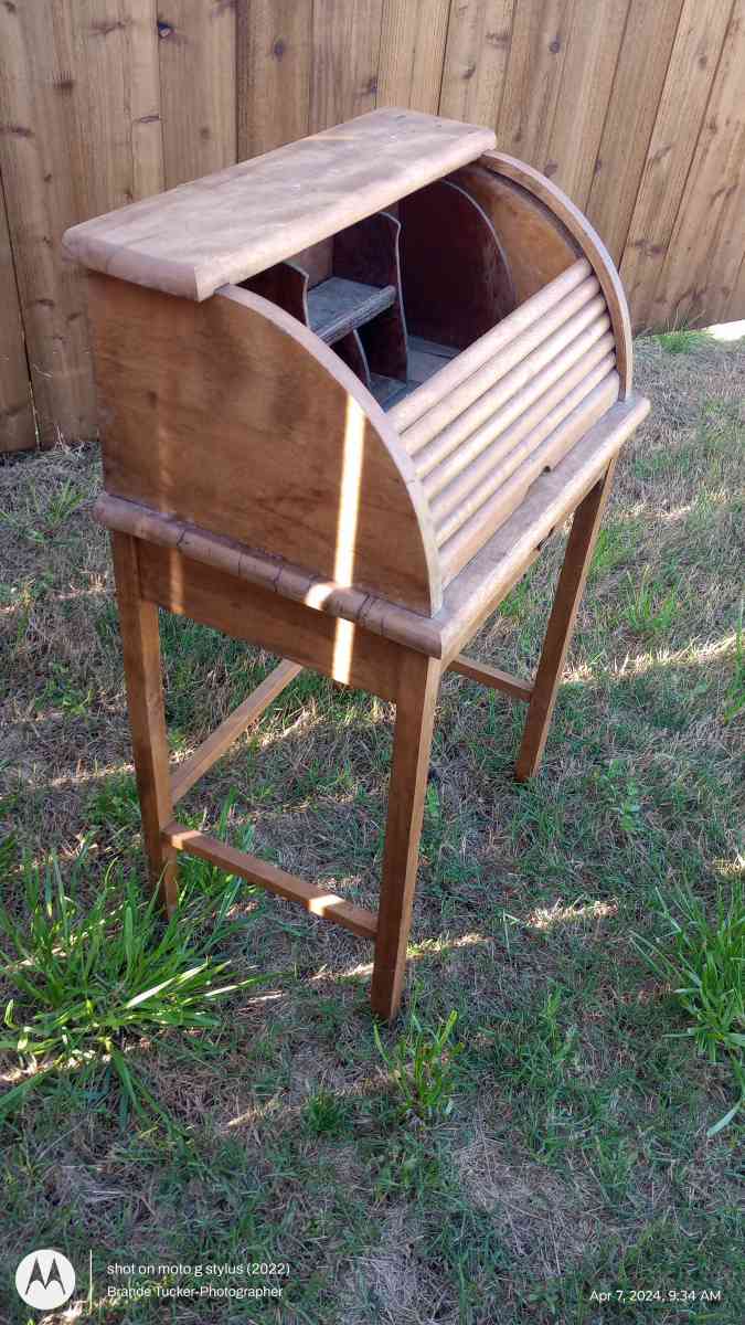 Antique roll up door childs school desk