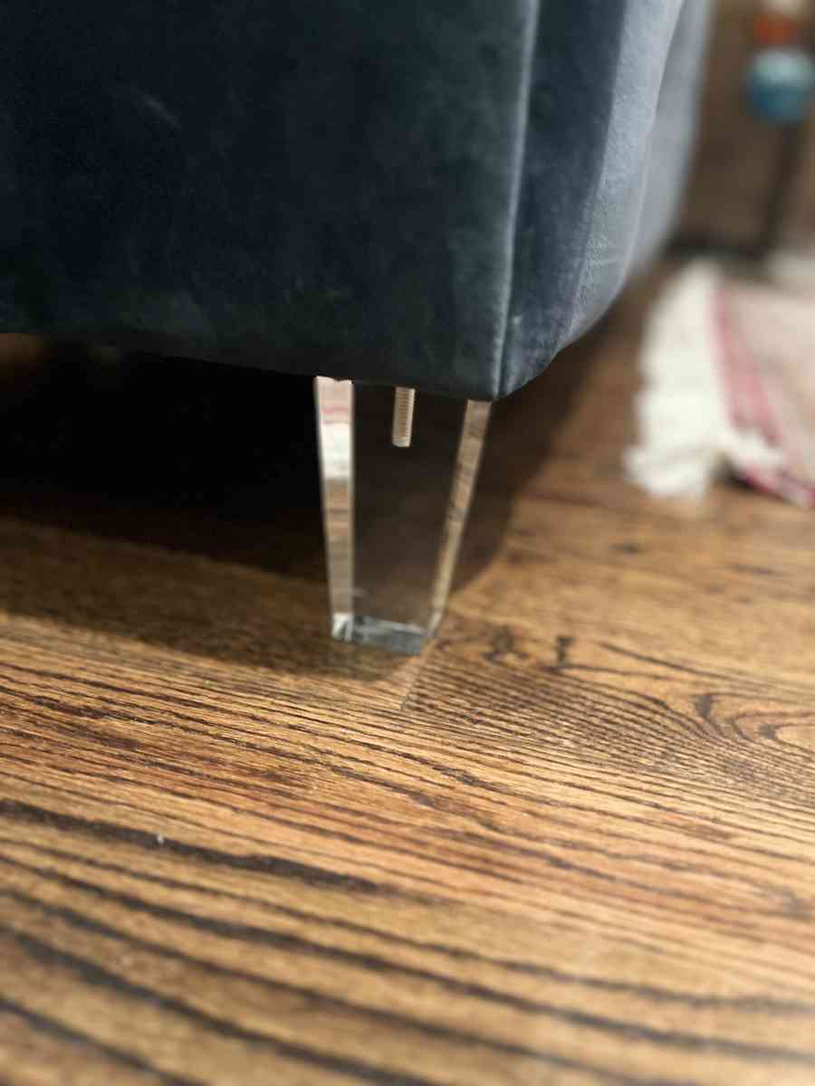 Vertical Navy Velvet Sofa