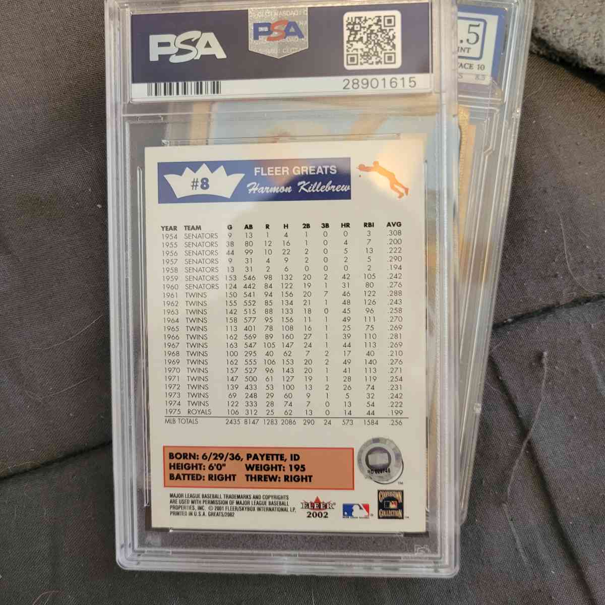 harmon killebrew signed baseball card