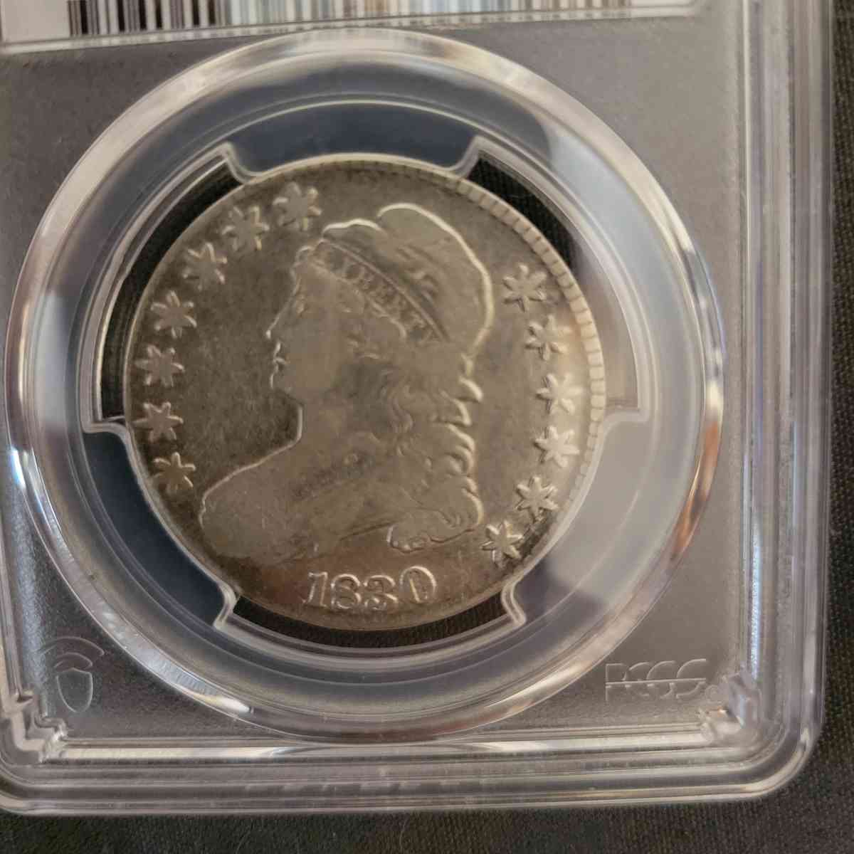 1830 large 0 capped bust half dollar