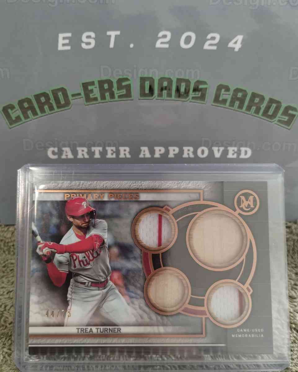 Trea Turner Game Used Jersey Swatch and Bat Card