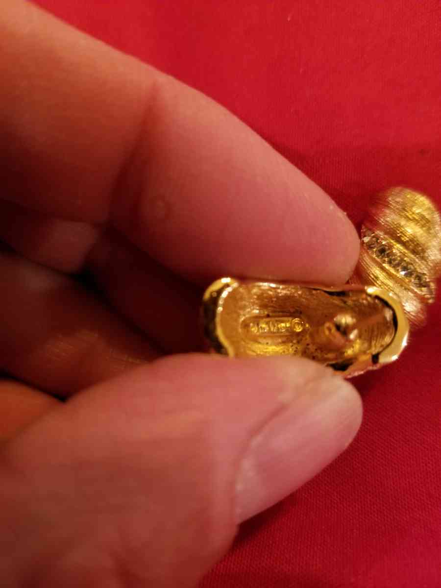 Vintage Christian Dior gold plated crystal accent earrings