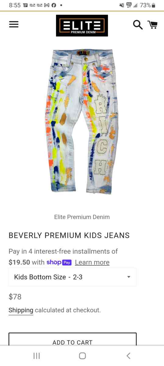 Brand New Elite style Jeans size 5