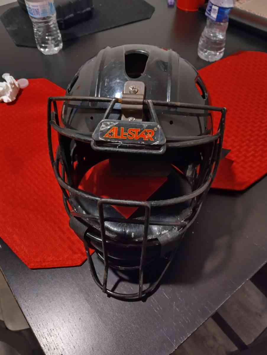 little League catcher gear baseball bats and helmets